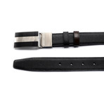 Men’s Adjustable + Reversible Embossed Calf Leather Belt // Black