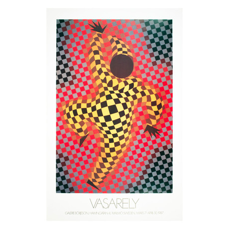 Victor Vasarely  // Clown (Red)  // 1987 Offset Lithograph