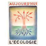 Jean-Michel Folon // Aujourd'Hui L'Ecologie // 1981 Offset Lithograph