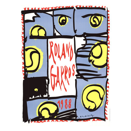 Pierre Alechinsky // Roland Garros French Open // 1988 Offset Lithograph