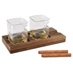 Whiskey Duo Glasses + Rectangular Wooden Tray // Set of 2 Glasses