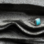 Vintage Turquoise Signet Ring // Silver (11)
