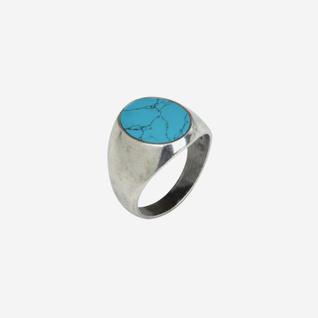 Smooth Signet Ring + Turquoise Stone // Silver (6)