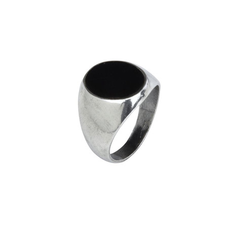 Smooth Signet Ring + Black Onyx Stone // Silver (6)