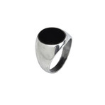 Smooth Signet Ring + Black Onyx Stone // Silver (12)