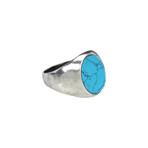 Smooth Signet Ring + Turquoise Stone // Silver (9)