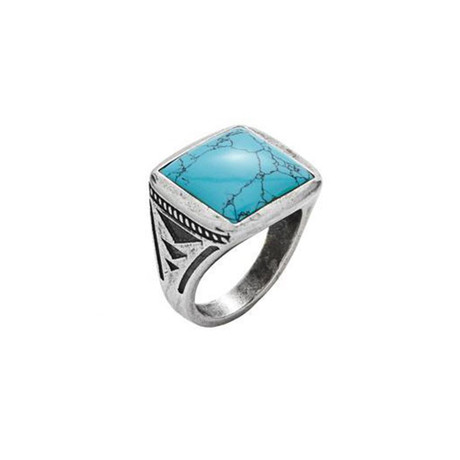 Vintage Turquoise Signet Ring // Silver (6)