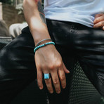 Textured Signet Ring + Turquoise Stone // Silver (10)