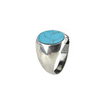 Smooth Signet Ring + Turquoise Stone // Silver (8)