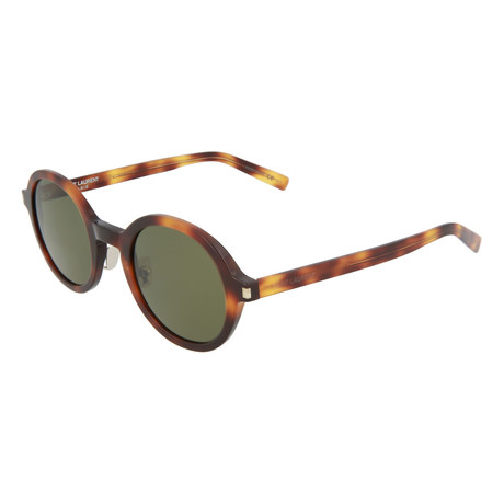 Saint Laurent // Unisex Round Sunglasses // Havana + Green