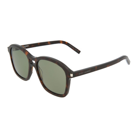 Saint Laurent // Unisex Square Sunglasses V2 // Havana + Green