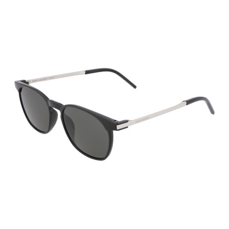 Saint Laurent // Unisex Round Sunglasses // Black + Silver + Gray