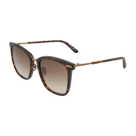 Bottega Veneta // Women's Square Sunglasses // Havana + Bronze