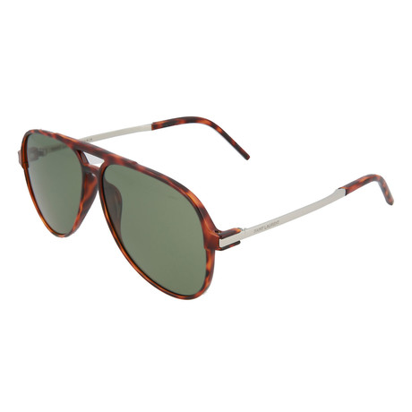 Saint Laurent // Men's Aviator Sunglasses // Havana + Green