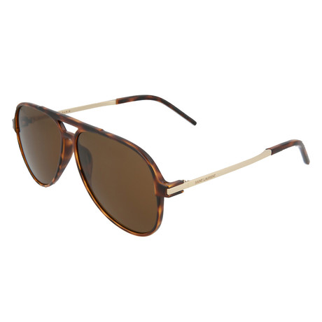 Saint Laurent // Men's Aviator Sunglasses // Havana + Brown