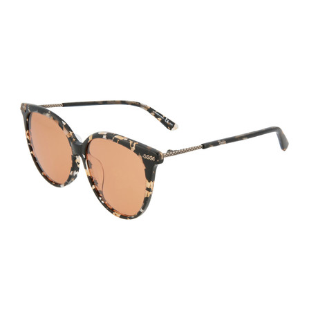 Bottega Veneta // Women's Round Sunglasses // Havana + Orange