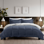Urban Loft // Ultra Plush Reversible Comforter Set // Navy + Light Gray (Twin)