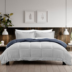 Urban Loft // Ultra Plush Reversible Comforter Set // Navy + Light Gray (Twin)