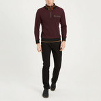Payton Quarter Zip Sweater // Black + Burgundy (Medium)