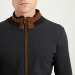 Hubert Full Zip Sweatshirt // Herringbone Anthracite (Small)