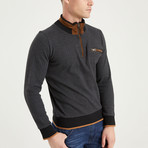 Payton Quarter Zip Sweater // Patterned Anthracite (Small)