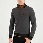 Payton Quarter Zip Sweater // Patterned Gray (Large)
