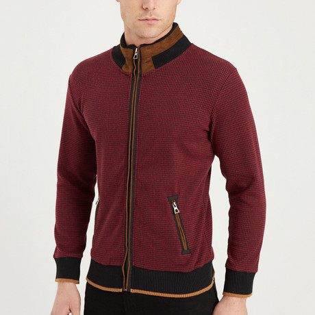 Hubert Full Zip Sweater // Burgundy (Small)