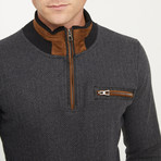 Payton Quarter Zip Sweater // Patterned Anthracite (Small)