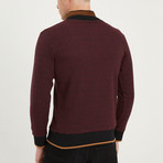 Payton Quarter Zip Sweater // Black + Burgundy (Large)