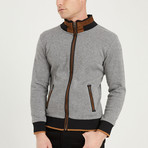 Sharkskin Pattern Zip Up Sweater // Black + White (S)