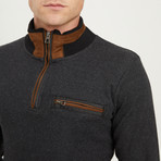 Payton Quarter Zip Sweatshirt // Black + Gray (Small)