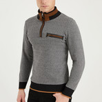 Payton Quarter Zip Sweater // Patterned Black (Small)