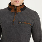 Payton Quarter Zip Sweater // Patterned Gray (Small)