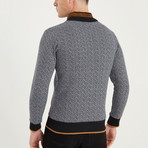 Hubert Full Zip Sweater // Herringbone Dark Blue (Small)