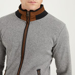 Sharkskin Pattern Zip Up Sweater // Black + White (S)