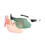 Unisex Pivlock Arena Max Sunglasses // White + Green + Pink