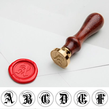 Gothic Single Initial Wax Seal Stamp Kit // Walnut Handle // CHOOSE YOUR LETTER (H)