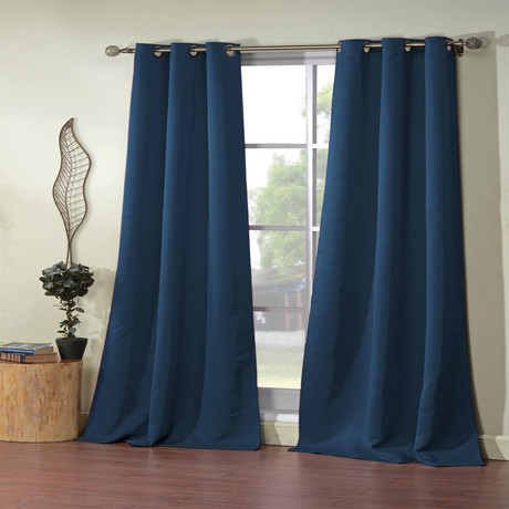 Steyna Solid Blackout Curtain Set // 2 Piece Set (Navy)
