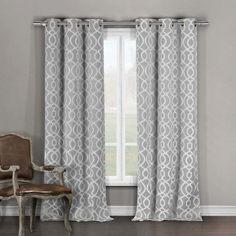 Harris Geometric Blackout Curtain Set // Set of 2 (Gray)
