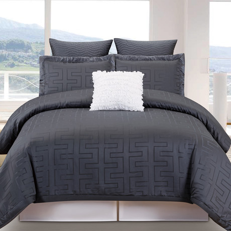 Schillman Geometric Comforter Set // 6 Piece Set // Gray (Queen)
