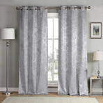 Maddie Metallic Specks Blackout Curtain Set // 2 Piece Set // Silver (38" x 96")
