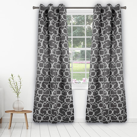 Rhys Geometric Blackout Curtain Set // 2 Piece Set (Dusty Teal)