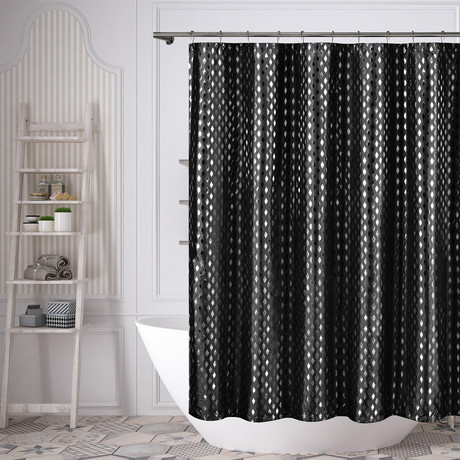 Hendrix Metallic Diamond Shower Curtain // Black