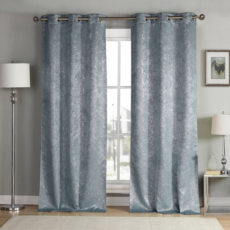 Maddie Metallic Specks Blackout Curtain Set // 2 Piece Set // Slate Blue (38" x 84")
