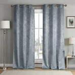 Maddie Metallic Specks Blackout Curtain Set // 2 Piece Set // Slate Blue (38" x 84")