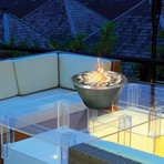 Anywhere Fireplace Oasis // Indoor/Outdoor Fireplace + Polished Rocks + 12-Pack SunJel Fuel (Stainless Steel)