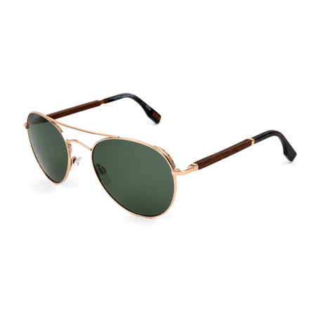 E. Zegna Couture // Men's ZC0002 Sunglasses // Shiny Rose Gold + Green