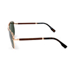 E. Zegna Couture // Men's ZC0002 Sunglasses // Shiny Rose Gold + Green
