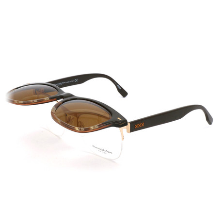 Men's ZC0001 Flip-Up Sunglasses // Black + Light Brown
