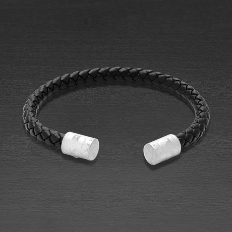 Leather Cuff Bracelet // Black (Medium)